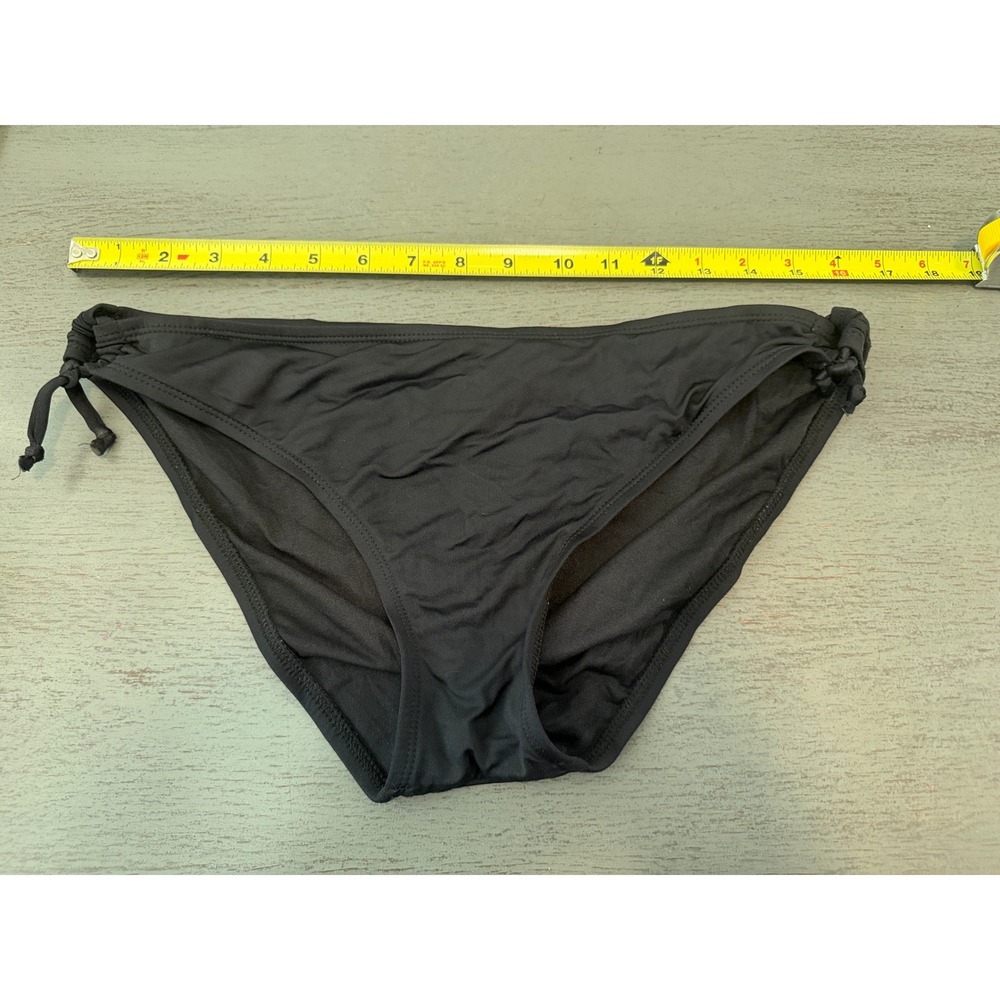 Mossimo Womens Black Side Tie Bikini Bottom Size L Solid Low Rise Swimwear